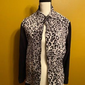 Chicos Black/Gray Print Cardigan